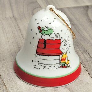 PEANUTS Ceramic Bell Ornament Snoopy, Charlie Brown, Woodstock 2.75" 1965 VTG
